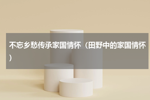 不忘乡愁传承家国情怀（田野中的家国情怀）