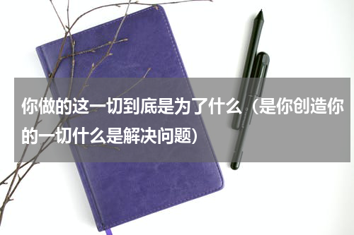 你做的这一切到底是为了什么（是你创造你的一切什么是解决问题）