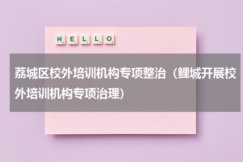 荔城区校外培训机构专项整治（鲤城开展校外培训机构专项治理）