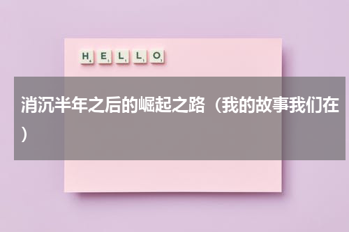 消沉半年之后的崛起之路（我的故事我们在）
