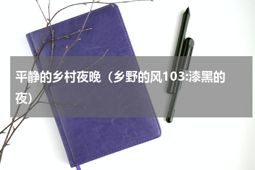平静的乡村夜晚（乡野的风103:漆黑的夜）