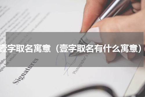 壹字取名寓意（壹字取名有什么寓意）