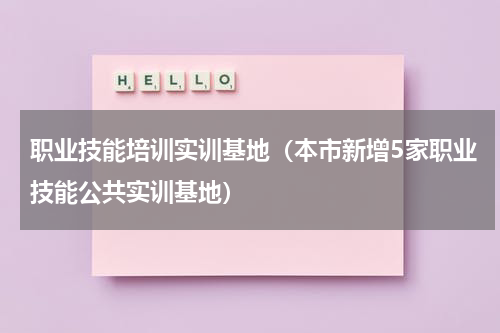 职业技能培训实训基地（本市新增5家职业技能公共实训基地）