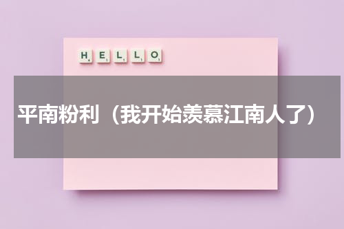 平南粉利（我开始羡慕江南人了）
