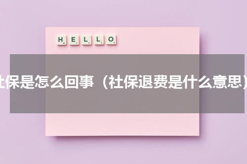 社保是怎么回事（社保退费是什么意思）