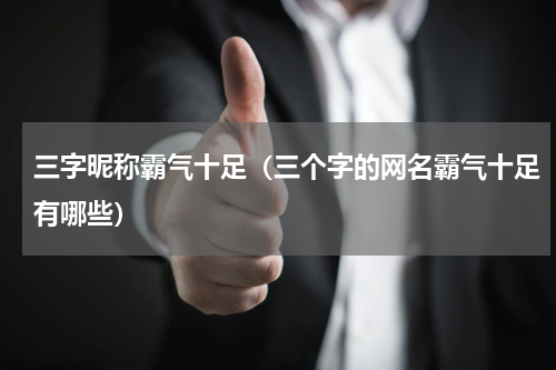 三字昵称霸气十足（三个字的网名霸气十足有哪些）