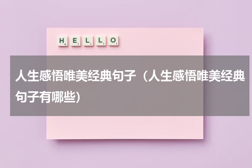 人生感悟唯美经典句子（人生感悟唯美经典句子有哪些）