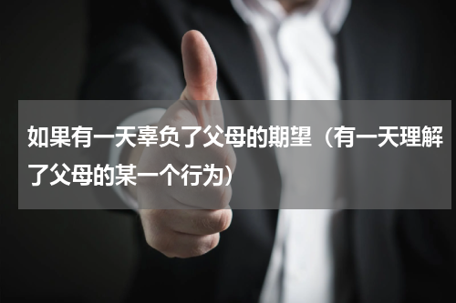 如果有一天辜负了父母的期望（有一天理解了父母的某一个行为）