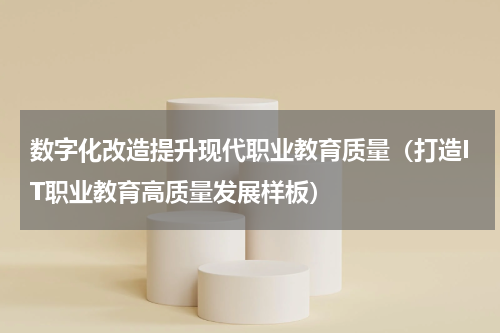 数字化改造提升现代职业教育质量（打造IT职业教育高质量发展样板）
