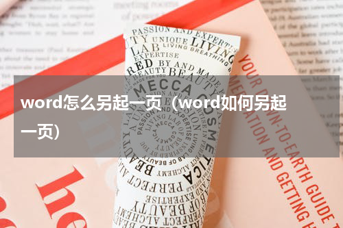 word怎么另起一页（word如何另起一页）