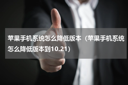 苹果手机系统怎么降低版本（苹果手机系统怎么降低版本到10.21）