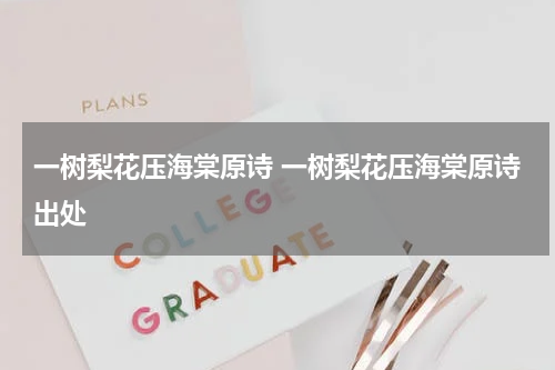 一树梨花压海棠原诗 一树梨花压海棠原诗出处