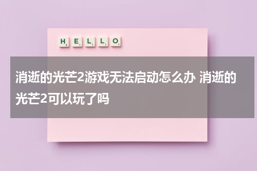 消逝的光芒2游戏无法启动怎么办 消逝的光芒2可以玩了吗