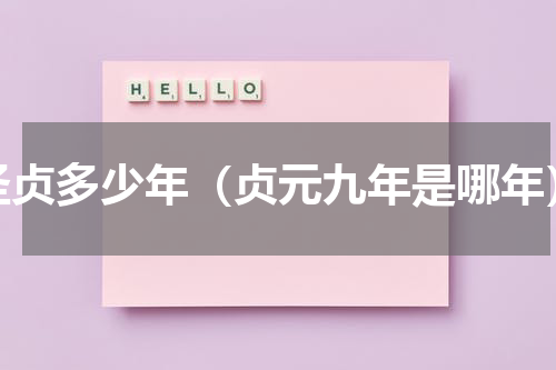 圣贞多少年（贞元九年是哪年）